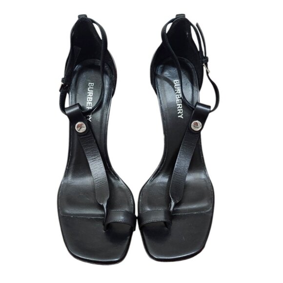 Authentic Burberry Women Black STEFANIE Toe-Ring Leather Stiletto Sandals  US 7 - Picture 8 of 16